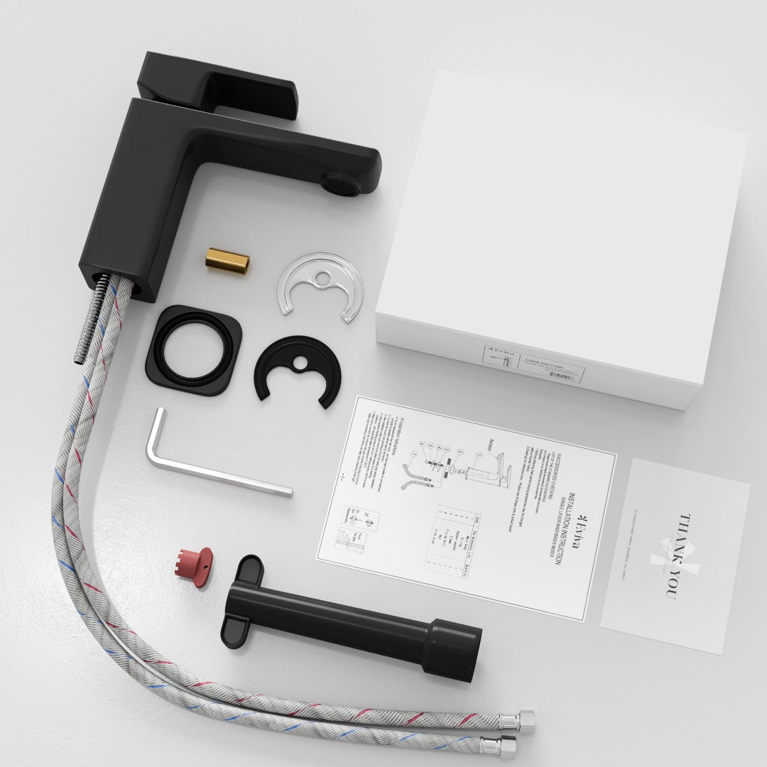 Eviva Lux Single-Handle Waterfall Single-Hole Bathroom Faucet with Deckplate Included in Matte Black