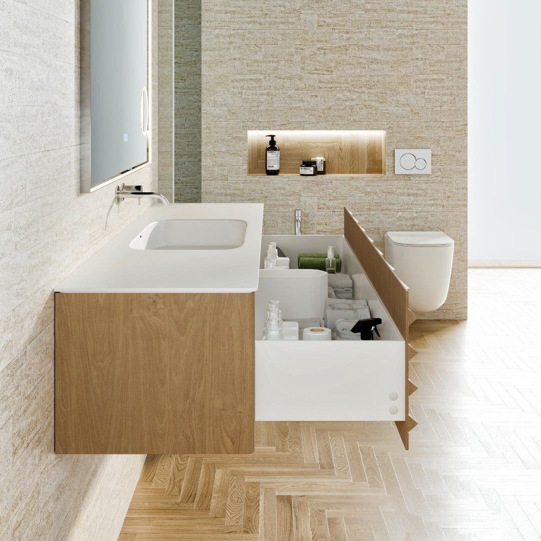 Eviva Oahu Wall Mount Bath Vanity with Solid Surface Top and Integrated Sink (32"-55")