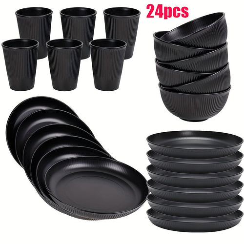 Yuhuphyllic 24Piece Durable Dinnerware Set for Camping Dorms