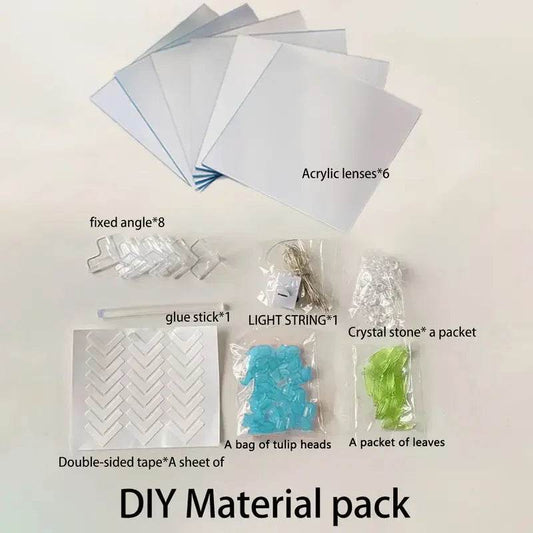 DIY Tulip Mirror Cube Lamp – Handmade Romantic Flower Table Light for Home Decor