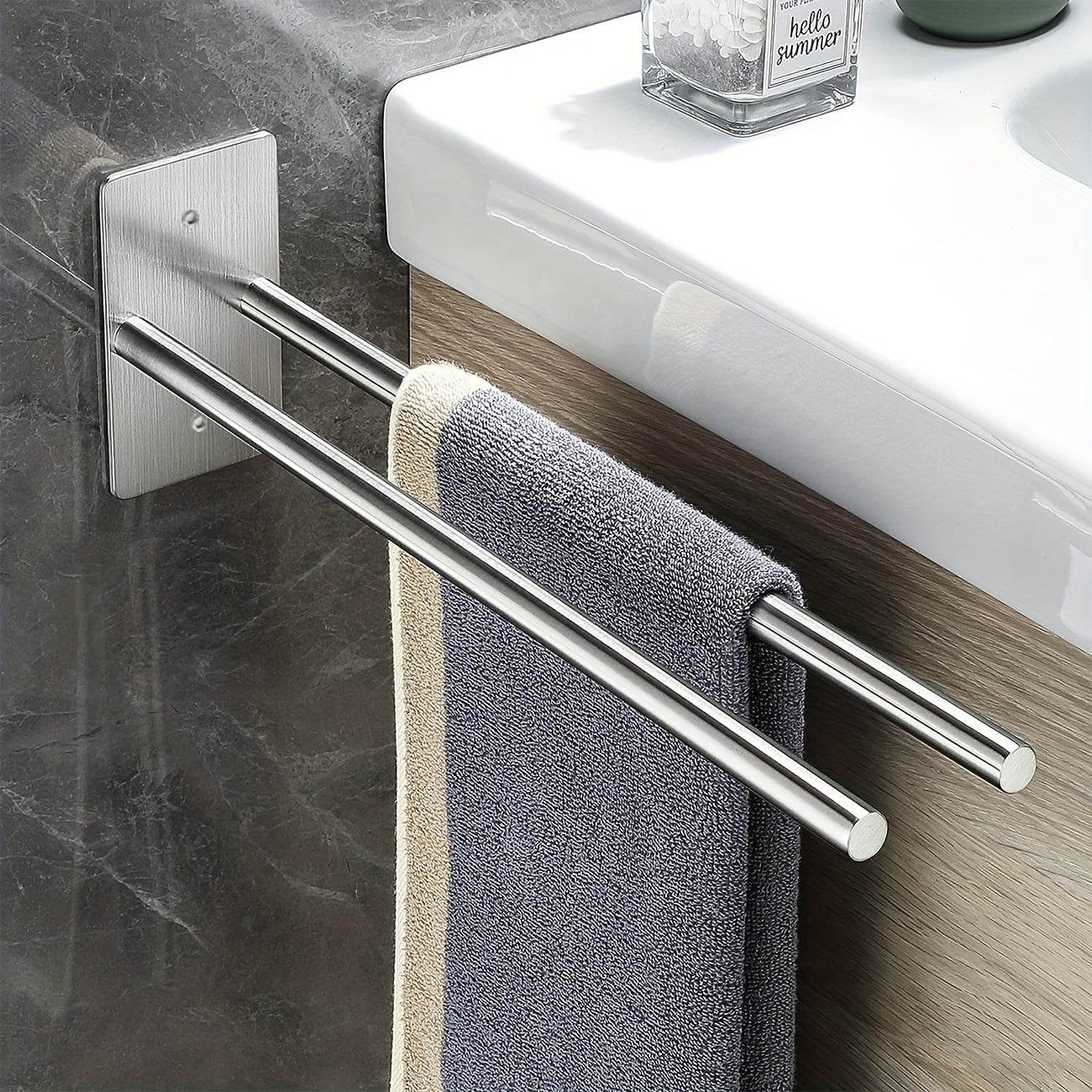 Sleek DrillFree 38cm Stainless Steel Towel Rack