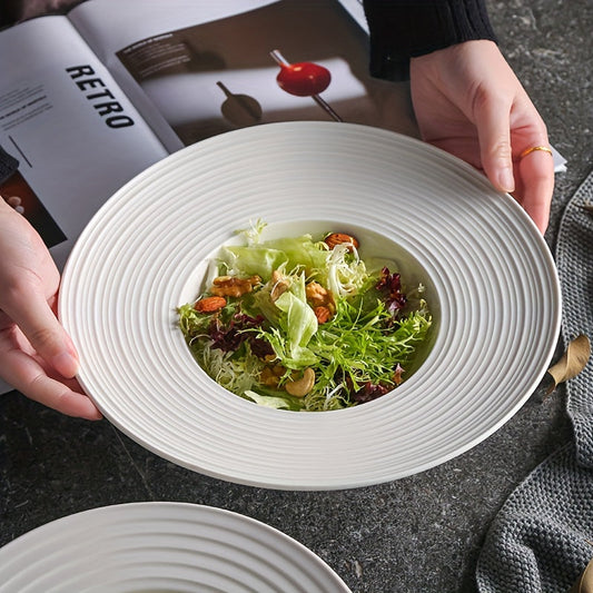 Elegant White Ceramic Salad Plates for Home Restaurant