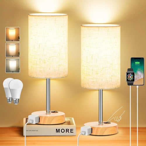Table Lamp for Bedroom Set of 2, Bedside Small Lamps with 3 Way | Lighting | Kitchen + Metal