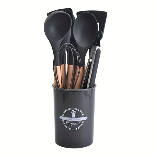 12Piece Grey Silicone Kitchen Utensil Set with Holder | Kitchen Accessories | Kitchen + Metal