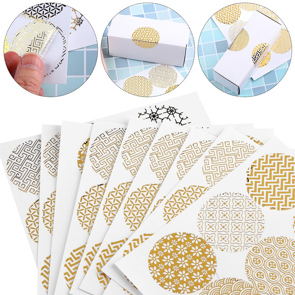90PCS/10Sheets DIY Gold Design Baking Packaging