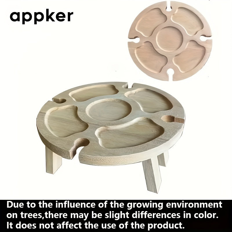 Appker Round Folding Wooden Serving Tray with Legs