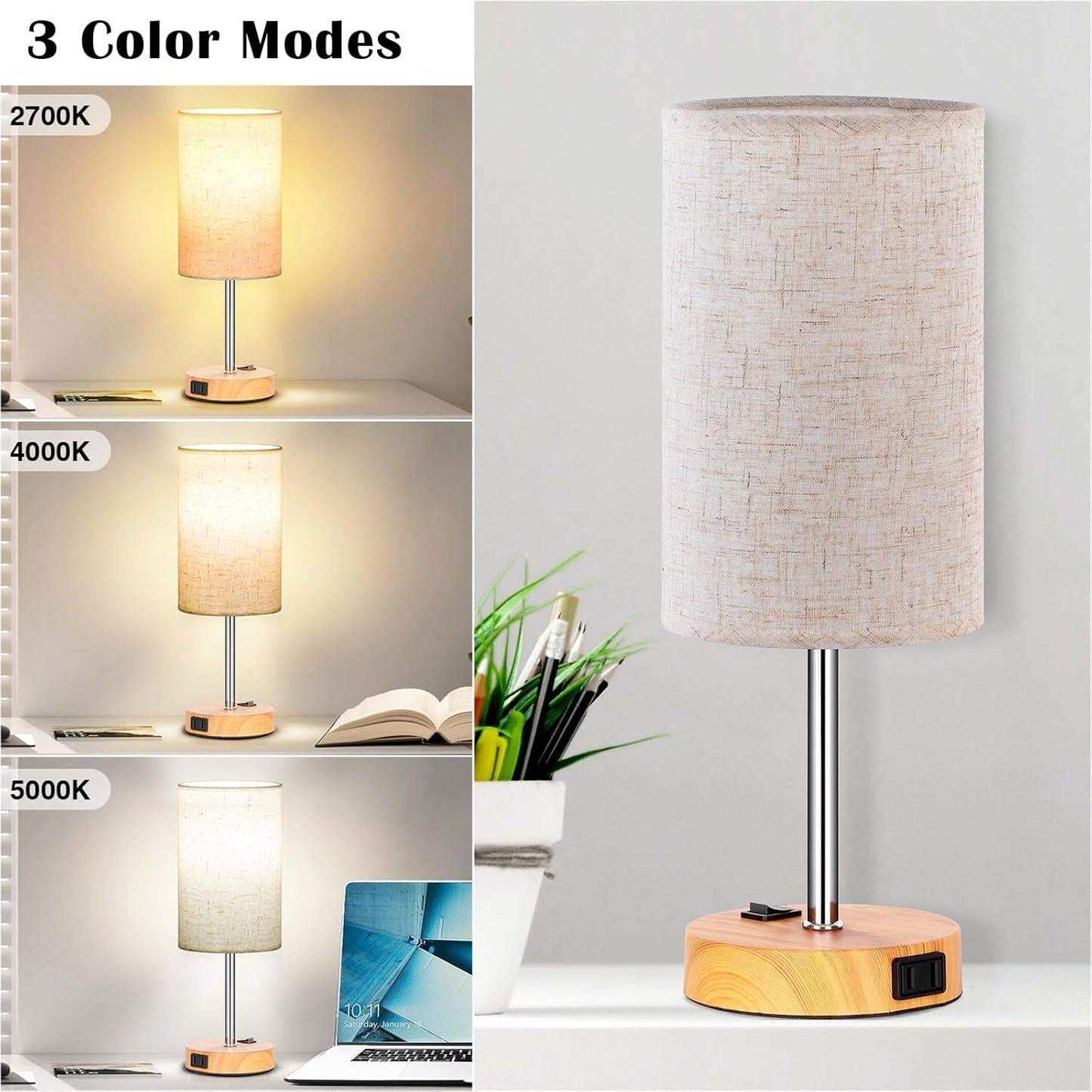 Table Lamp for Bedroom Set of 2, Bedside Small Lamps with 3 Way | Lighting | Kitchen + Metal