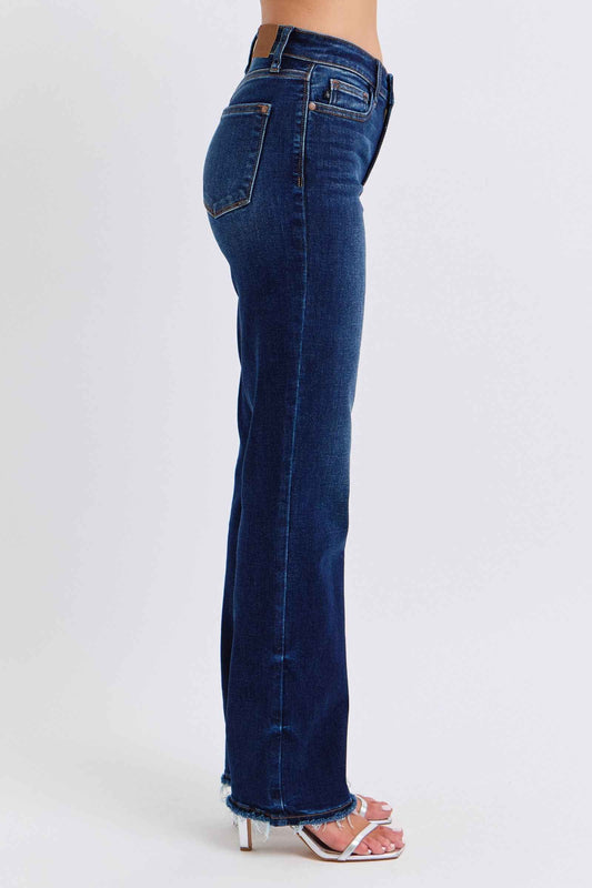 Judy Blue Straight Leg Jeans - Full Size Raw Hem Women's Jeans