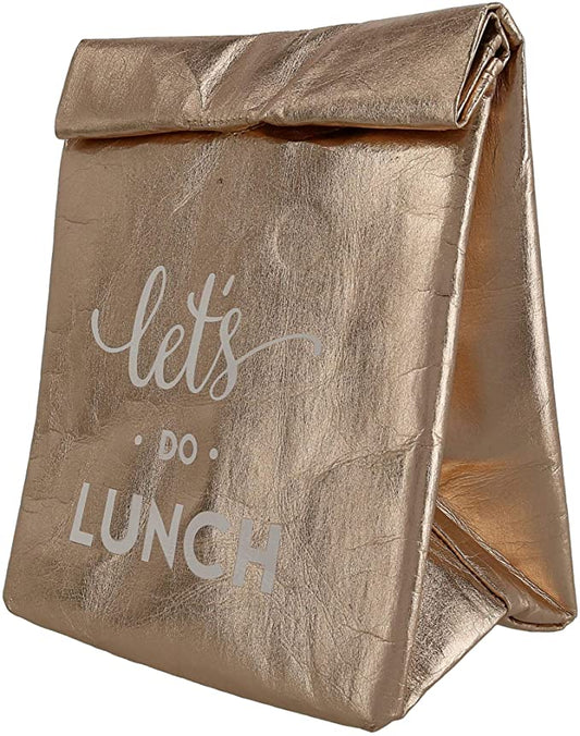 Let's Do Lunch Washable Paper Insulated Bag in Rose Gold | Pack of 6