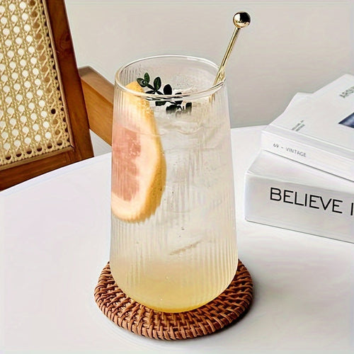 Visually Appealing Striped Glass Cup - High Borosilicate, Reusable &