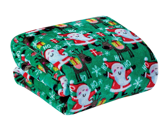 Decor&More Ho Ho Ho Merry Christmas Collection Microplush Holiday Throw Blanket (60" x 50") - Santa