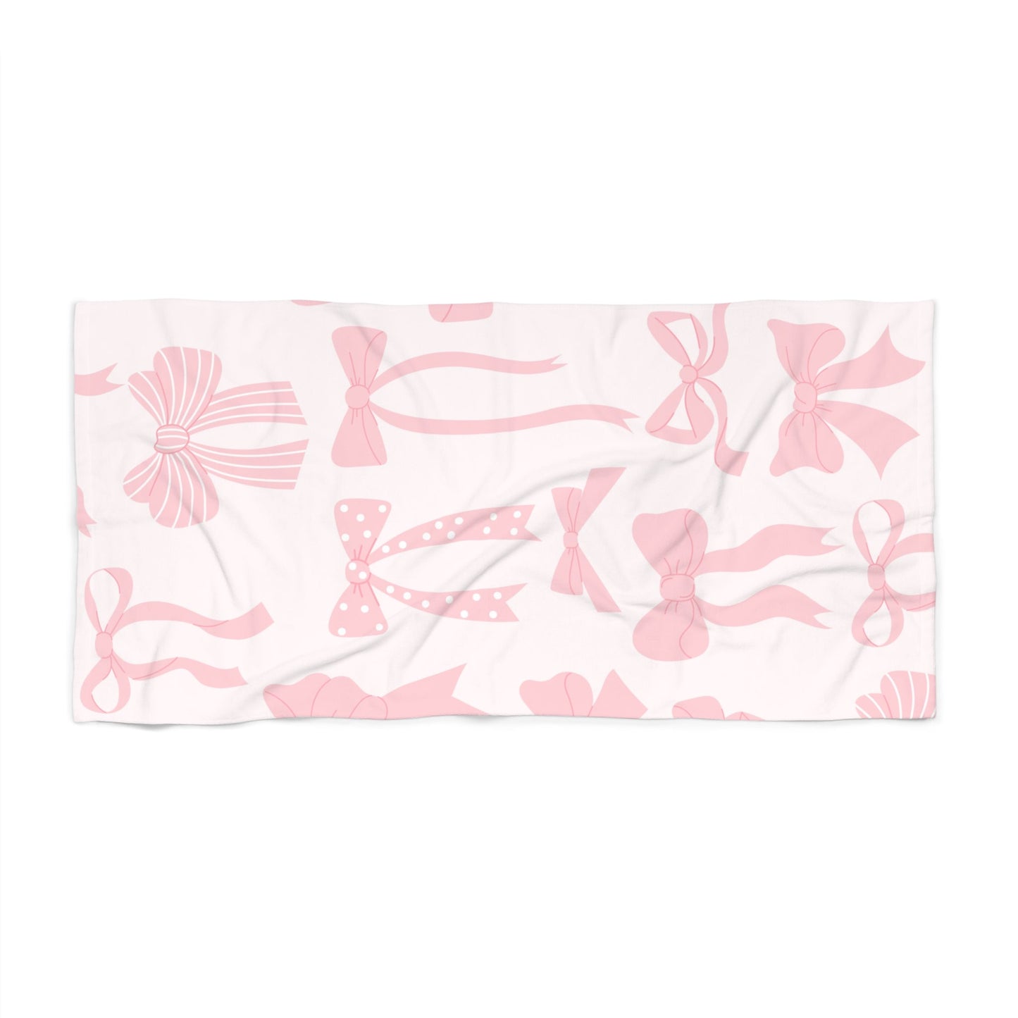 Customizable: Chic Pink Bow Beach Towel, Stylish Beach Accessory, Summer Pool Towel, Gift for Her, Elegant Towel for Beach Days