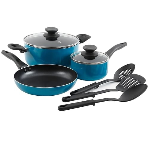 Gibson Home Palmer 8-Piece Cookware Set in Turquoise | Kitchen + Metal