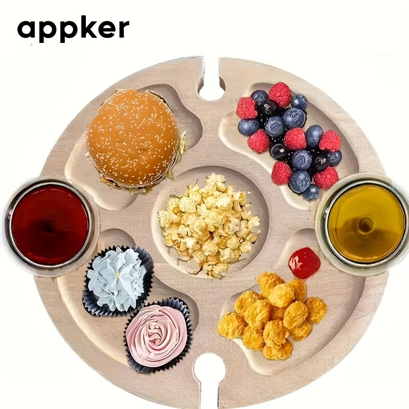 Appker Round Folding Wooden Serving Tray with Legs