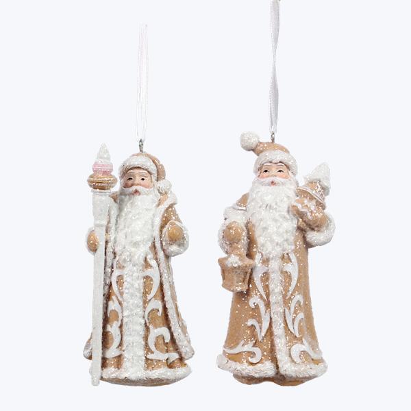 5" Resin Gingerbread Santa Ornament - SET OF 2