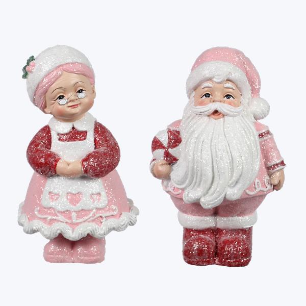 6" Pinkmas Resin Mr. and Mrs. Clause - SET OF 2