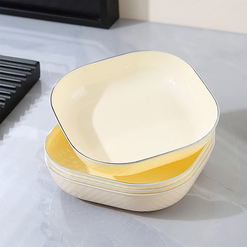 Elegant SilverRimmed Square Plates Set of 4/6 for Entertaining