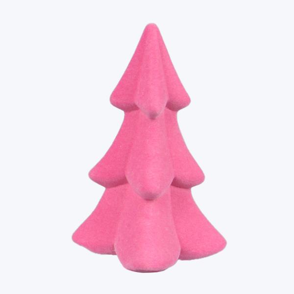 6" HOT PINK Ceramic Flocked Christmas Tree Decor