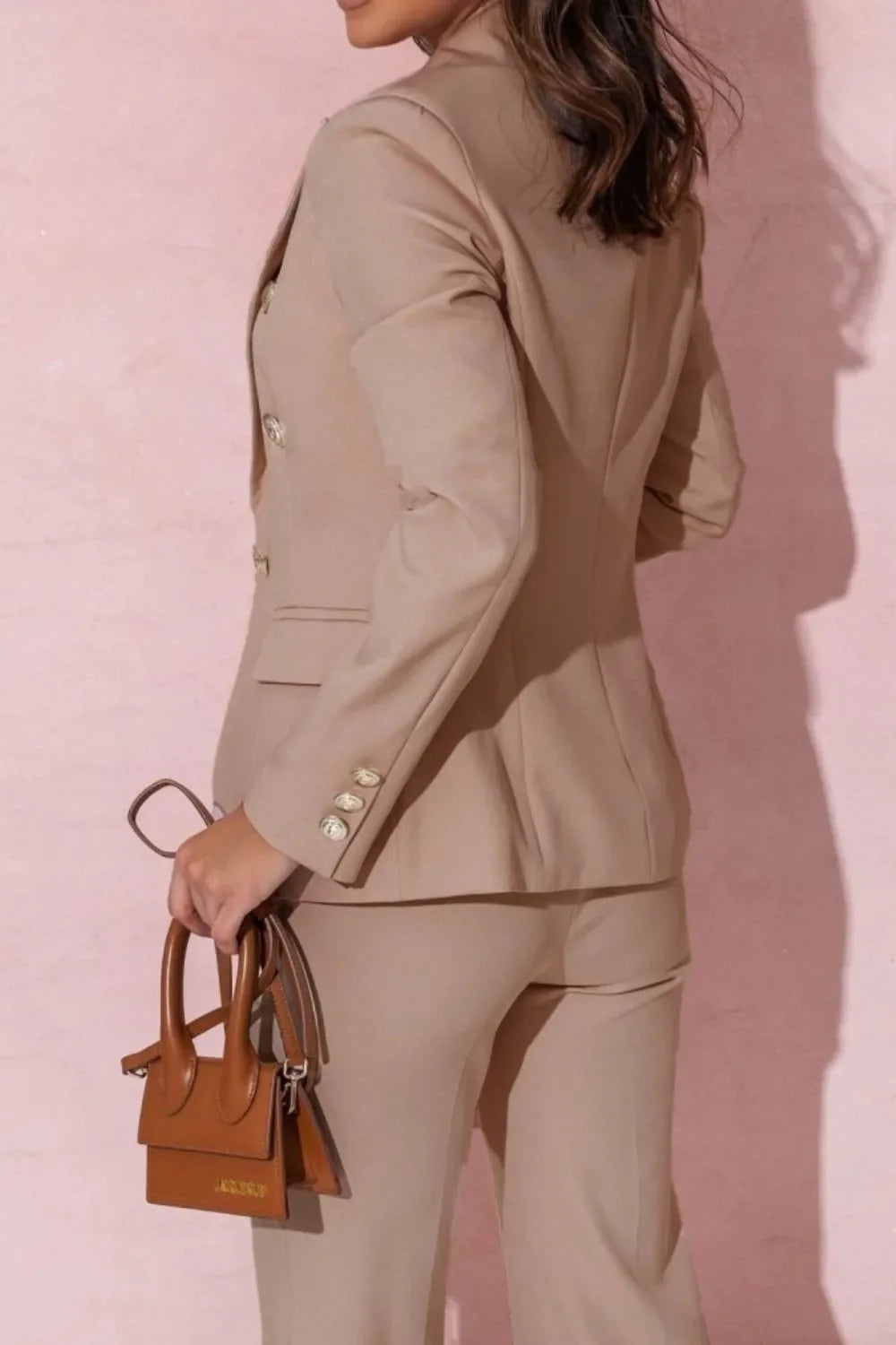 Full Size Plus Size Blazer Pantsuit with Lapel Collar and Long Sleeves
