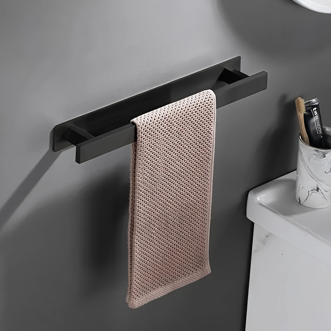 Sleek WallMounted Stainless Steel Towel Rack with Hook