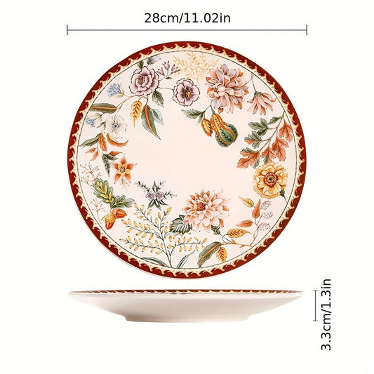 Elegant French Vintage Floral Ceramic Dinner Plate