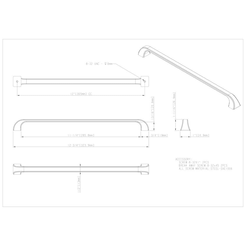 96 mm Center-to-Center Satin Nickel Square Marlo Cabinet Pull