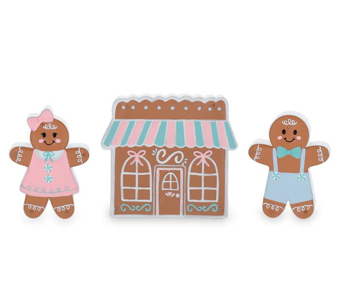 Santa's Sweet Shoppe Collection - GINGERBREAD LANE WOODEN SHELF SITTER SET
