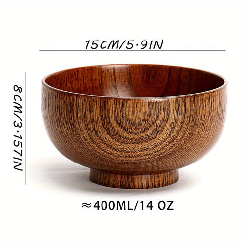 Retro Jujube Wood Bowl Durable AntiScald CampingReady