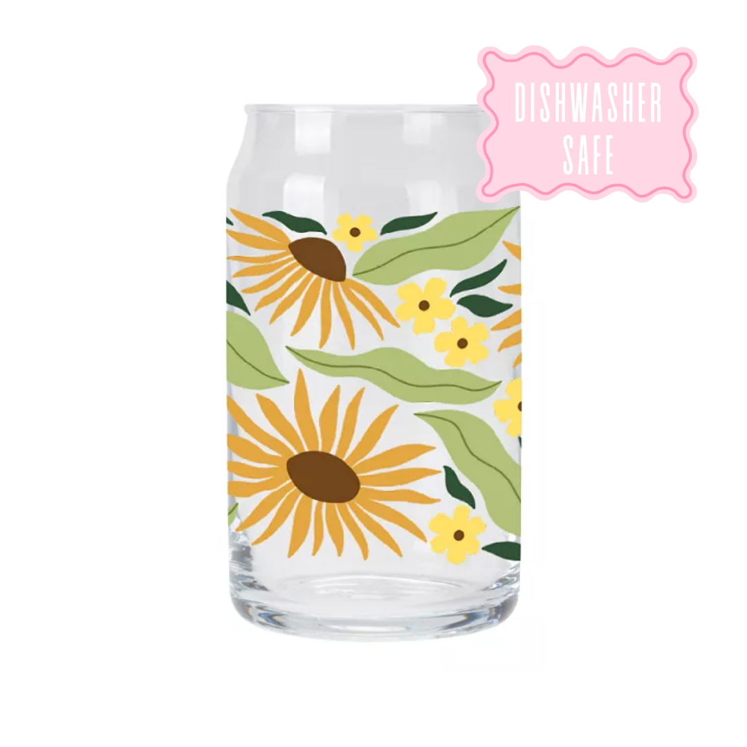 Oak Shore Collective LLC - Modern Sunflower | Libbey Glass Beer Can Iced Coffee Glass