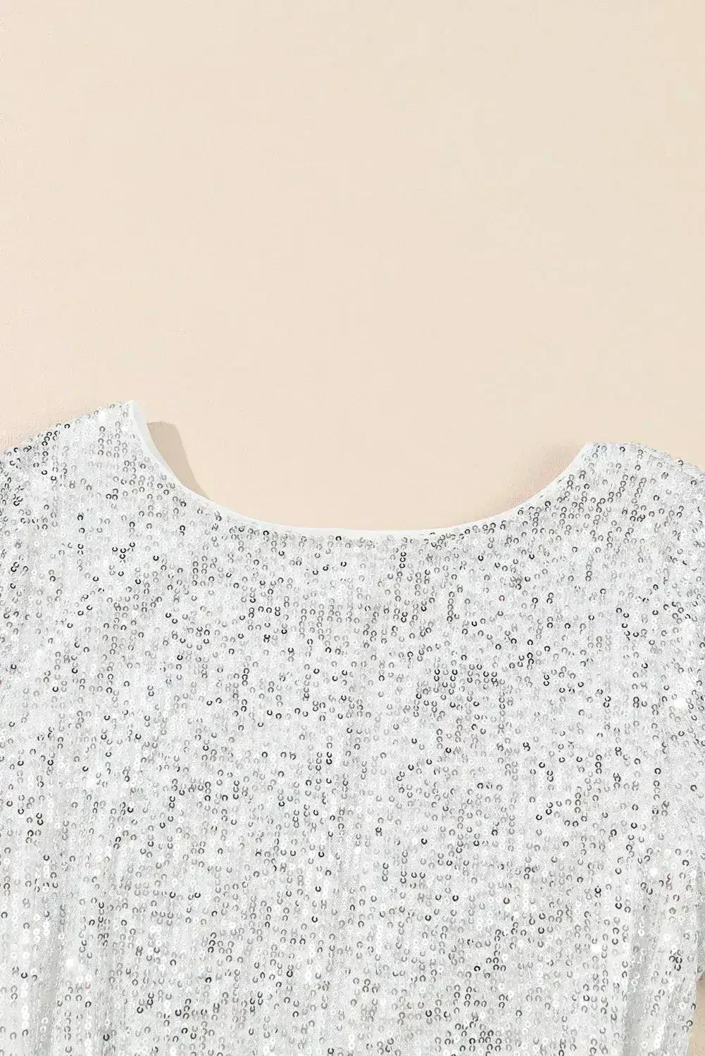 Silvery Sequin Long Sleeve Tie Waist Mini Dress