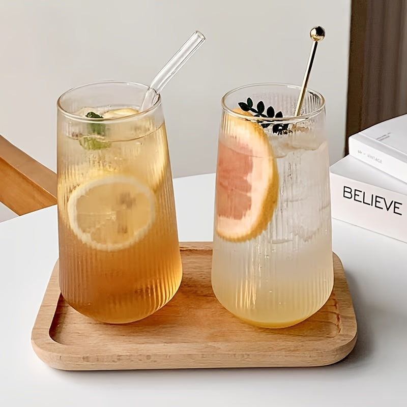Visually Appealing Striped Glass Cup - High Borosilicate, Reusable &