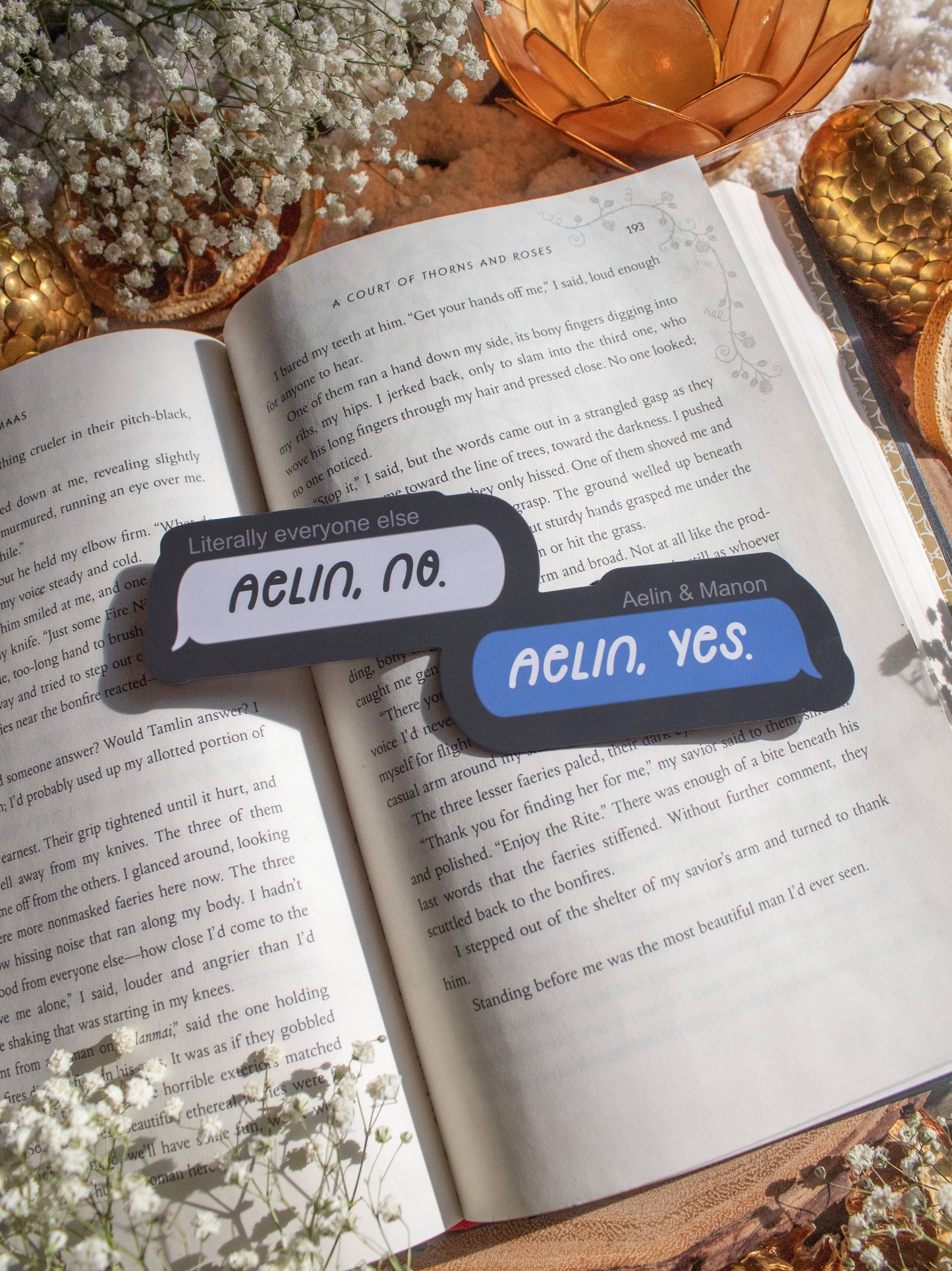 Meaggie Moos - Aelin, No / Aelin, Yes Text Bubble Bookmark | Thone of Glass