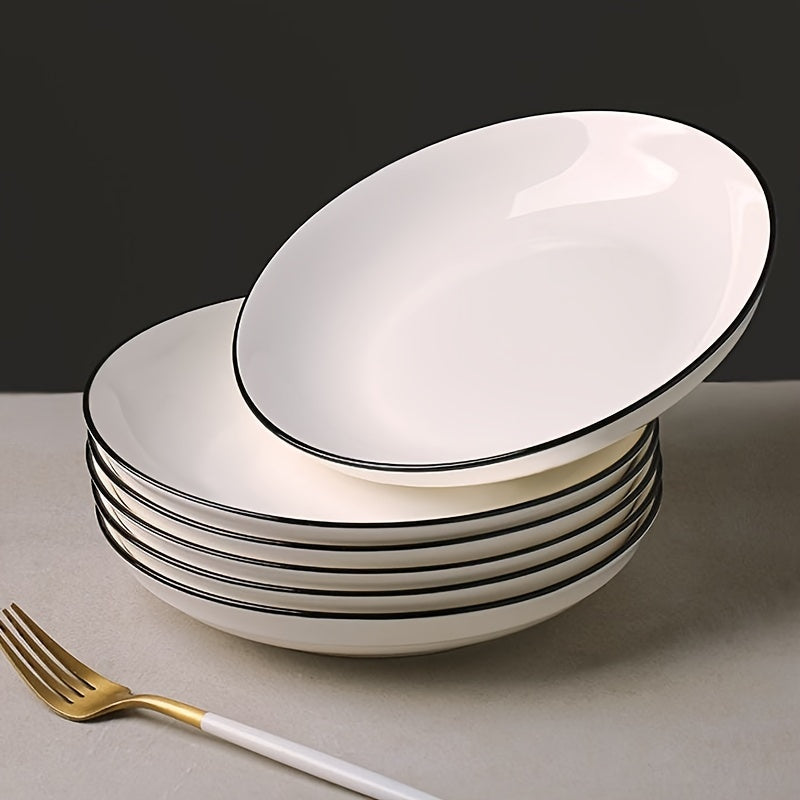 Set of 4 Simple White 8Inch Dinner Plates