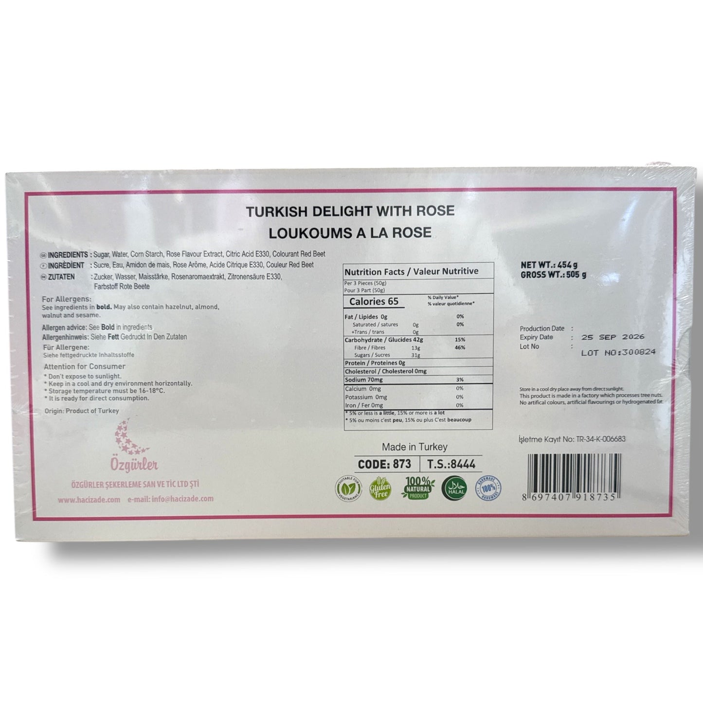 Delicious Turkish Delight - Authentic Ross Flavour - 200g Treat from ALBASHA Store