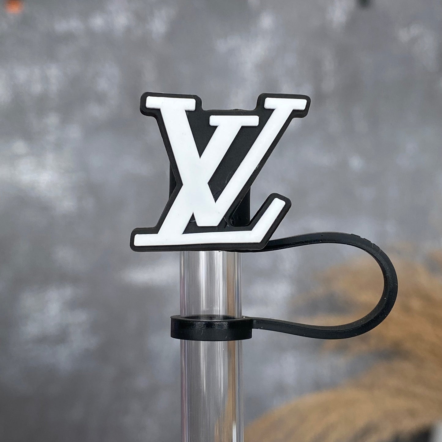 LV Straw Topper Black White