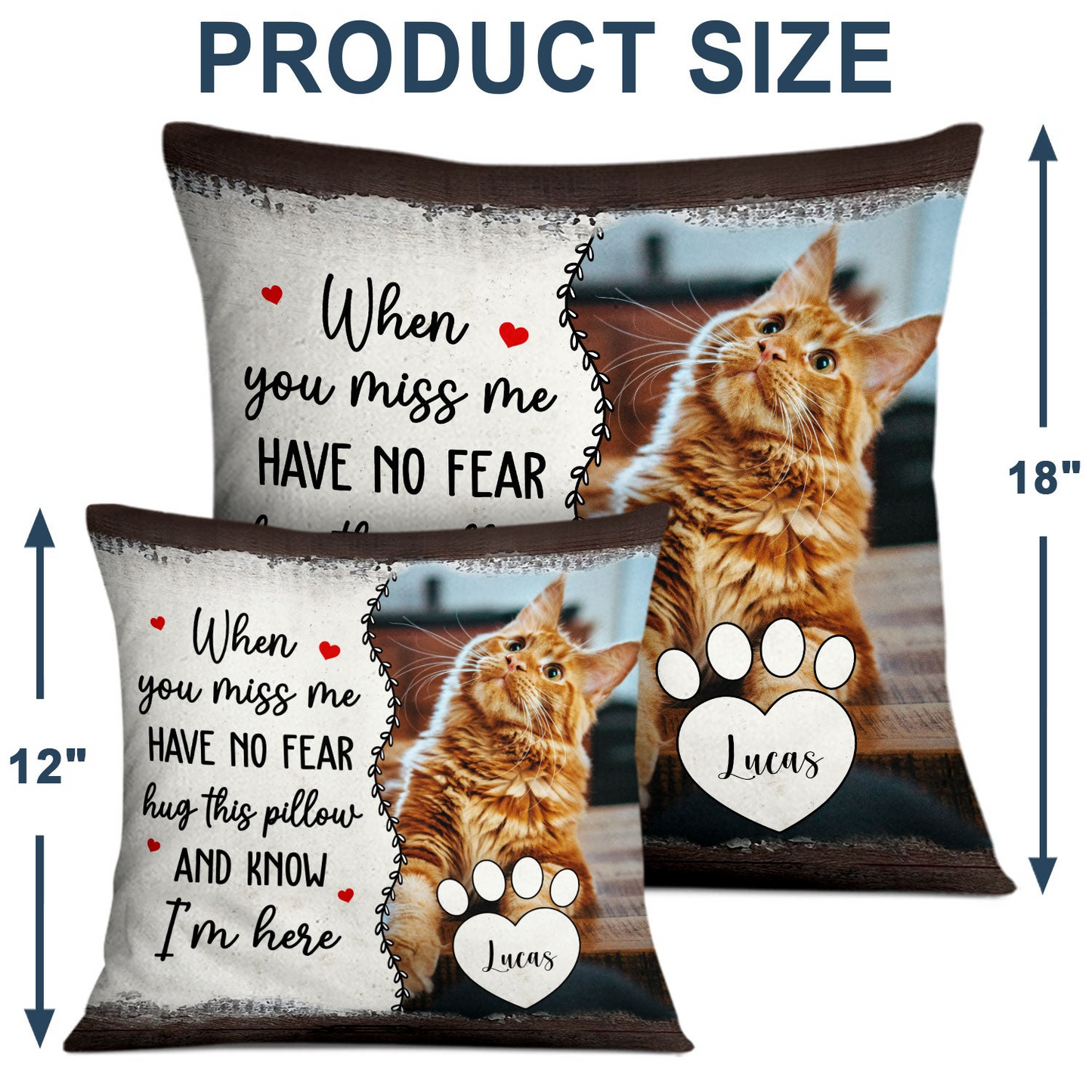 Custom Photo Have No Fear Hug This Pillow - Personalized Custom Pillow - Memorial Gift For Family, Siblings, Friends, Dog Lovers, Cat Lovers