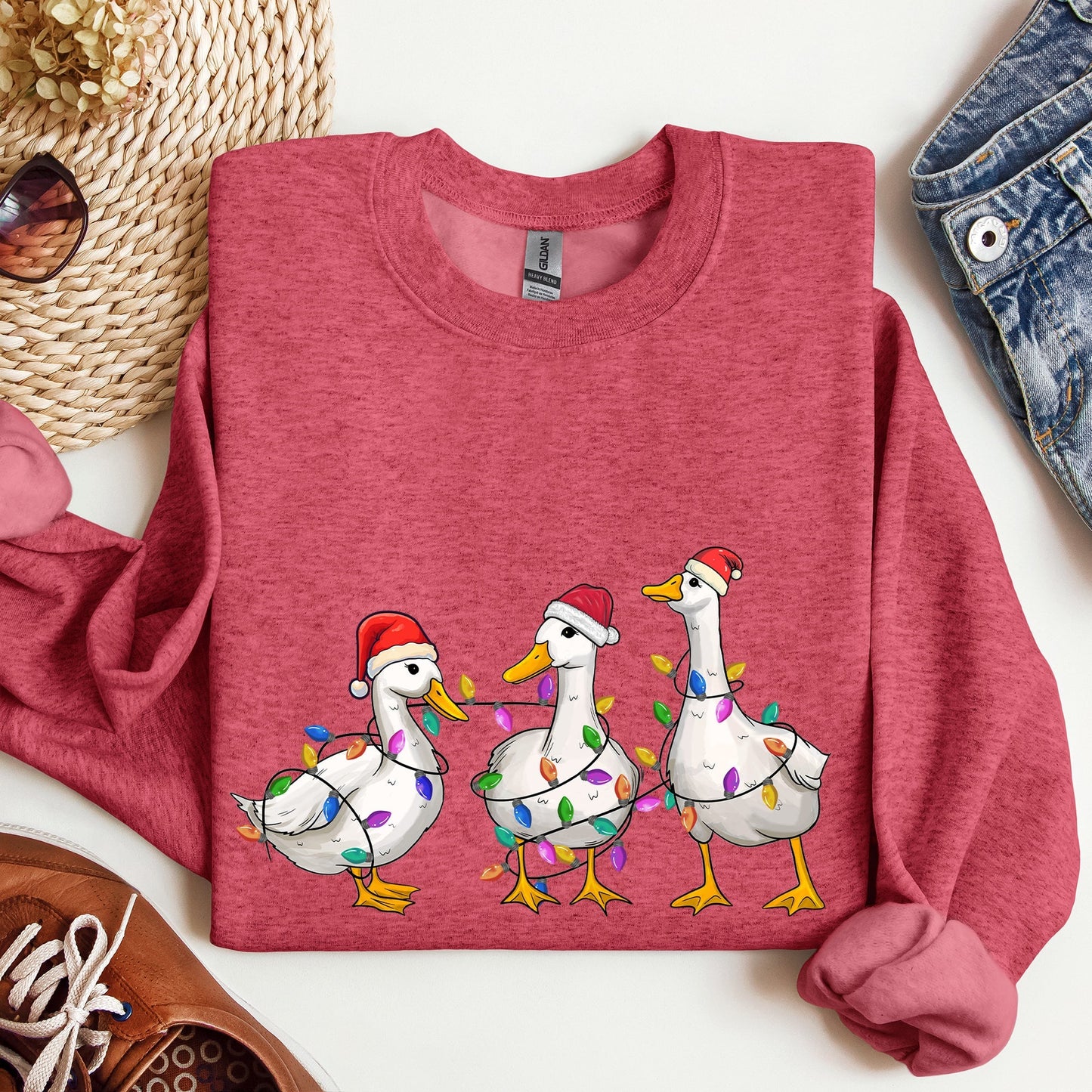 Adorable Christmas Ducks, Santa, Farmlife Sweatshirt