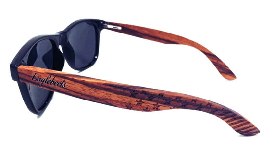 Zebrawood Sunglasses, Stars and Bars With Wooden Case, Polarized | Kitchen + Metal