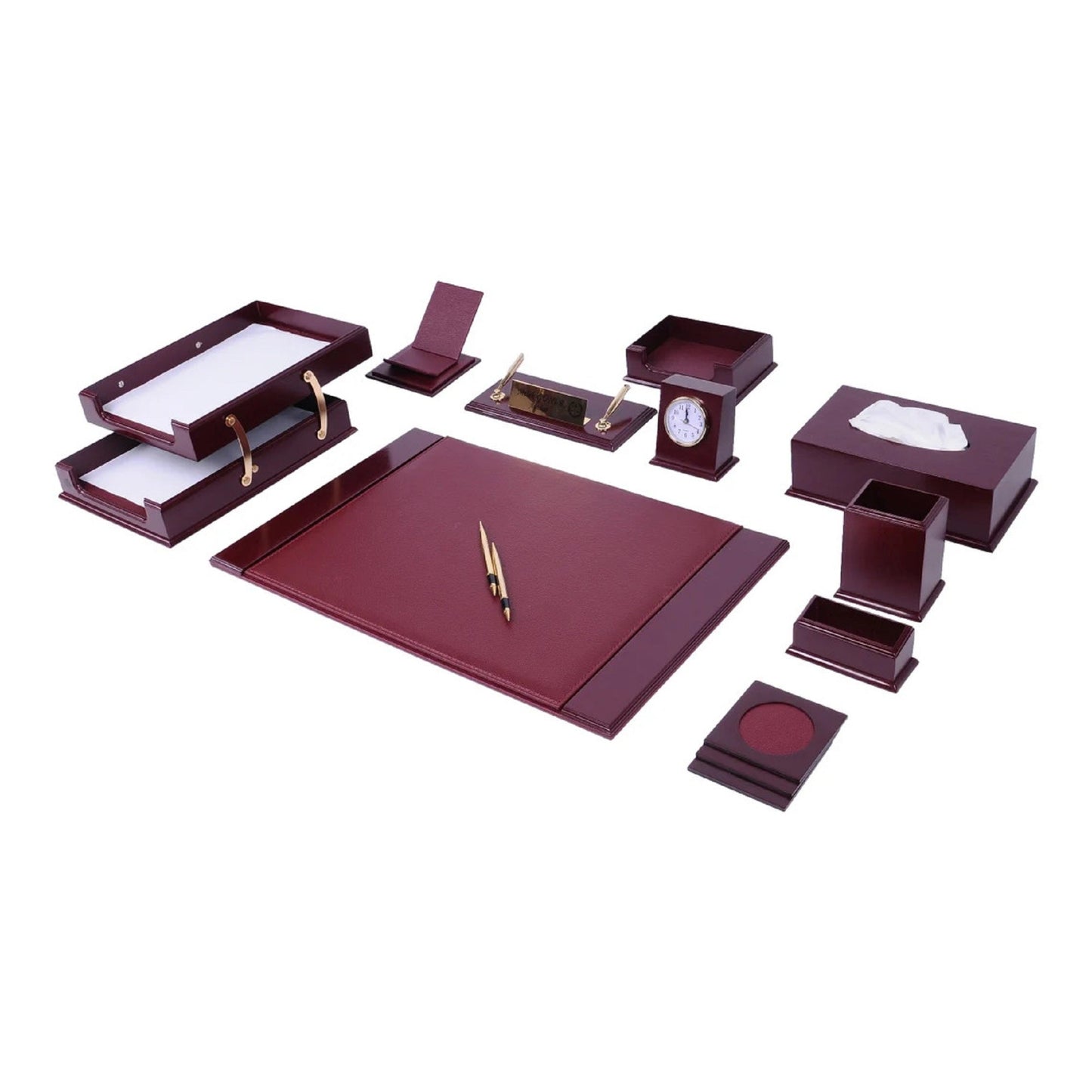 MOOG Prestige Wood Desk Set - Burgundy- 12PCS