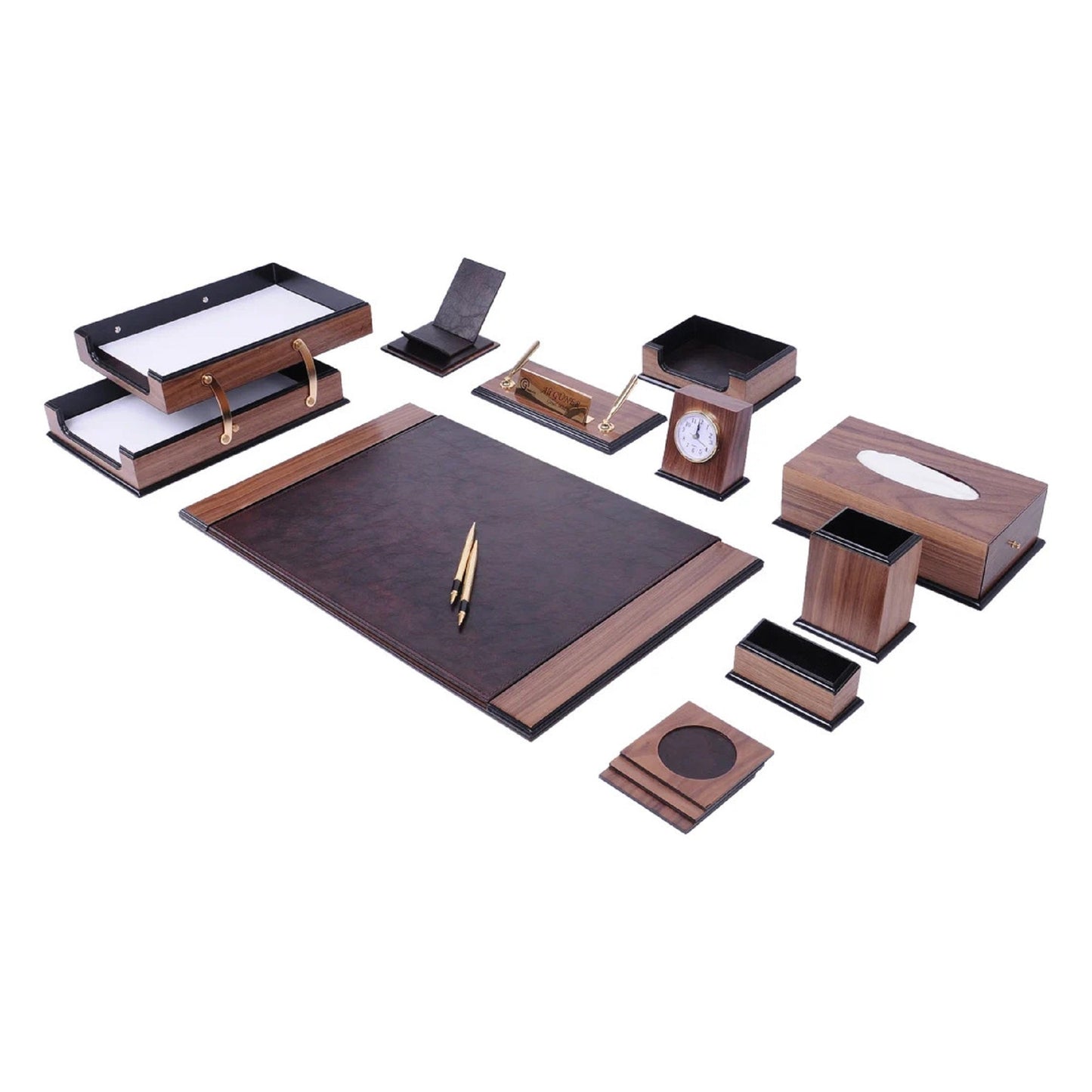 MOOG Prestige Wood Desk Set - Black - 12PCS