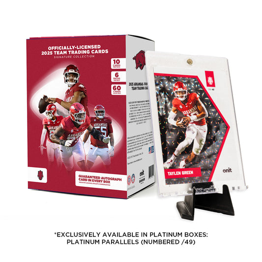University of Arkansas Football 2025 Trading Cards - Platinum Box (Guaranteed Autograph)