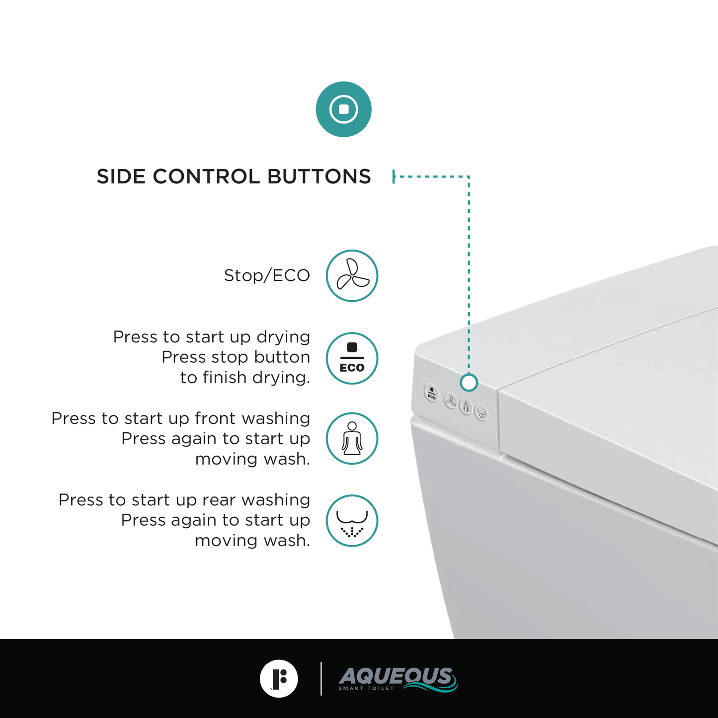 Fine Fixtures SWT1W Aqueous™ Smart Wall-Hung Toilet & Bidet Seat