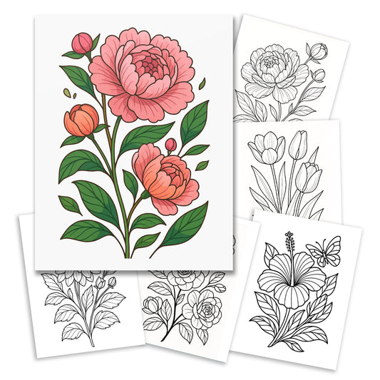 Bloom & Relax – A Relaxing Flower Coloring Book (48 Pages)