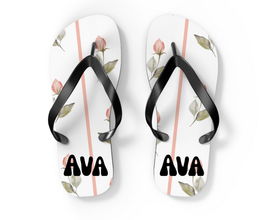 Customizable: Floral Flip Flops - Summer Footwear, Beach Sandals, Vacation Essentials, Gift for Her