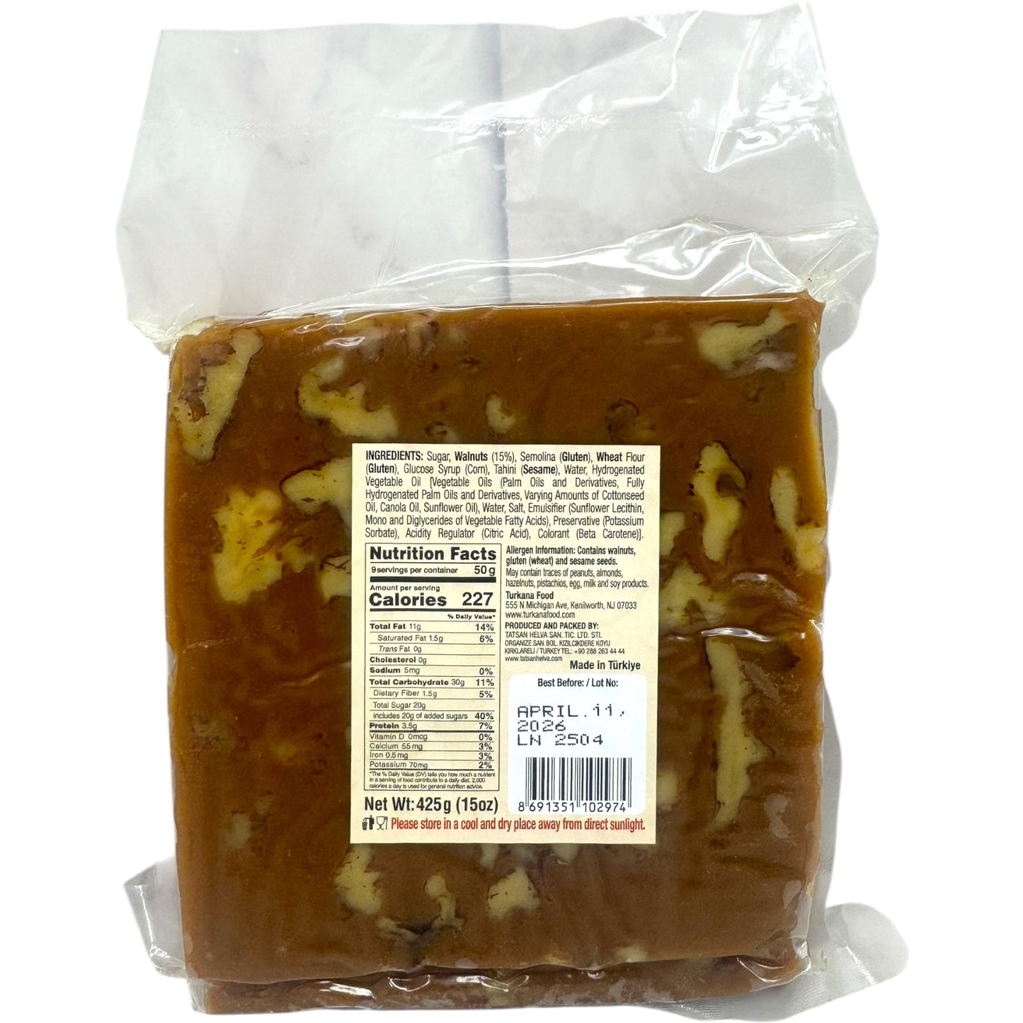 Tatsan 454g Carmel Walnut Halva - Authentic Traditional Halva Sweets for Indulgent Treats