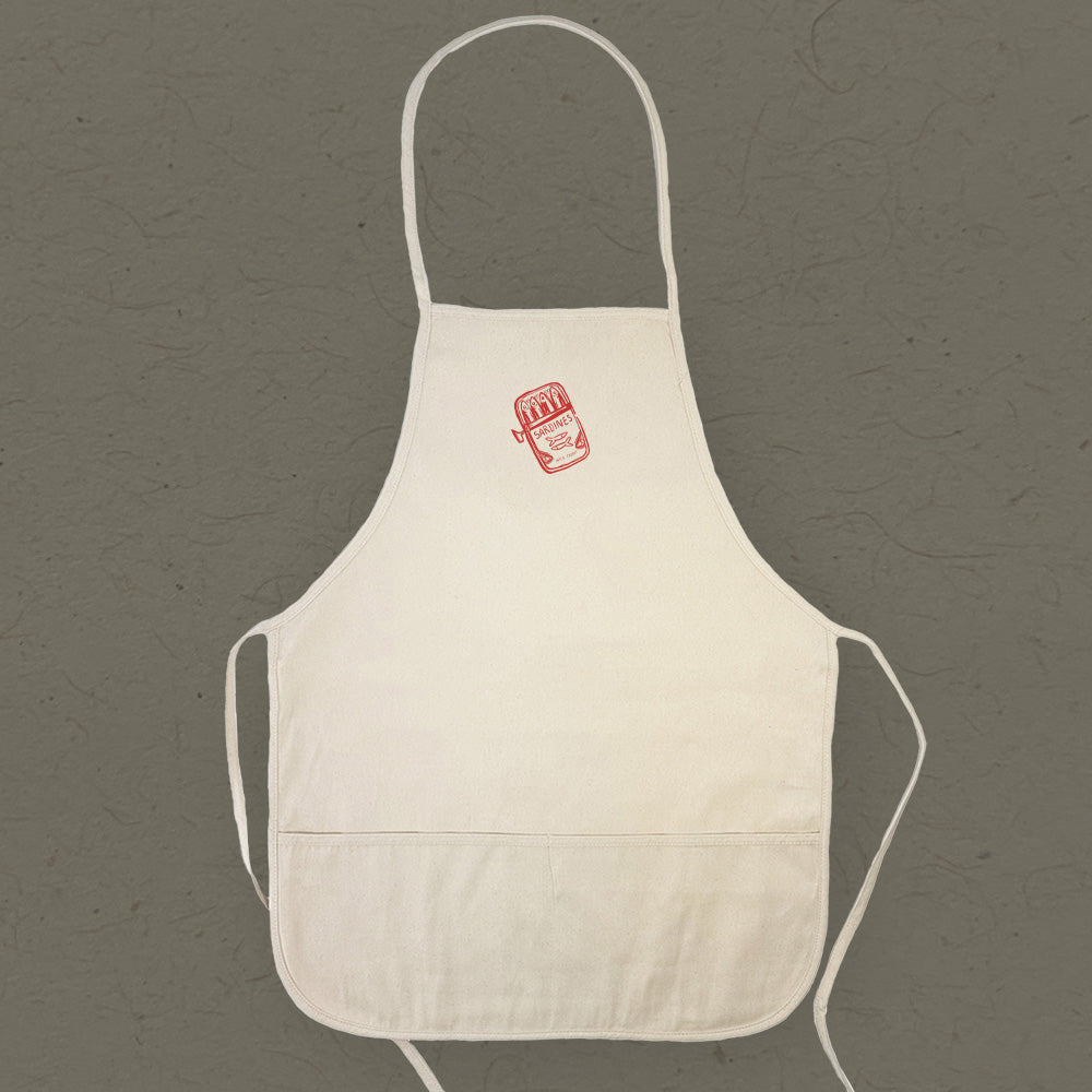 Hand Drawn Sardine Tin - Women's Apron | Aprons | Kitchen + Metal