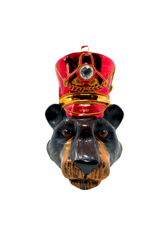 KRG Black Bear Head Polish Glass Ornament