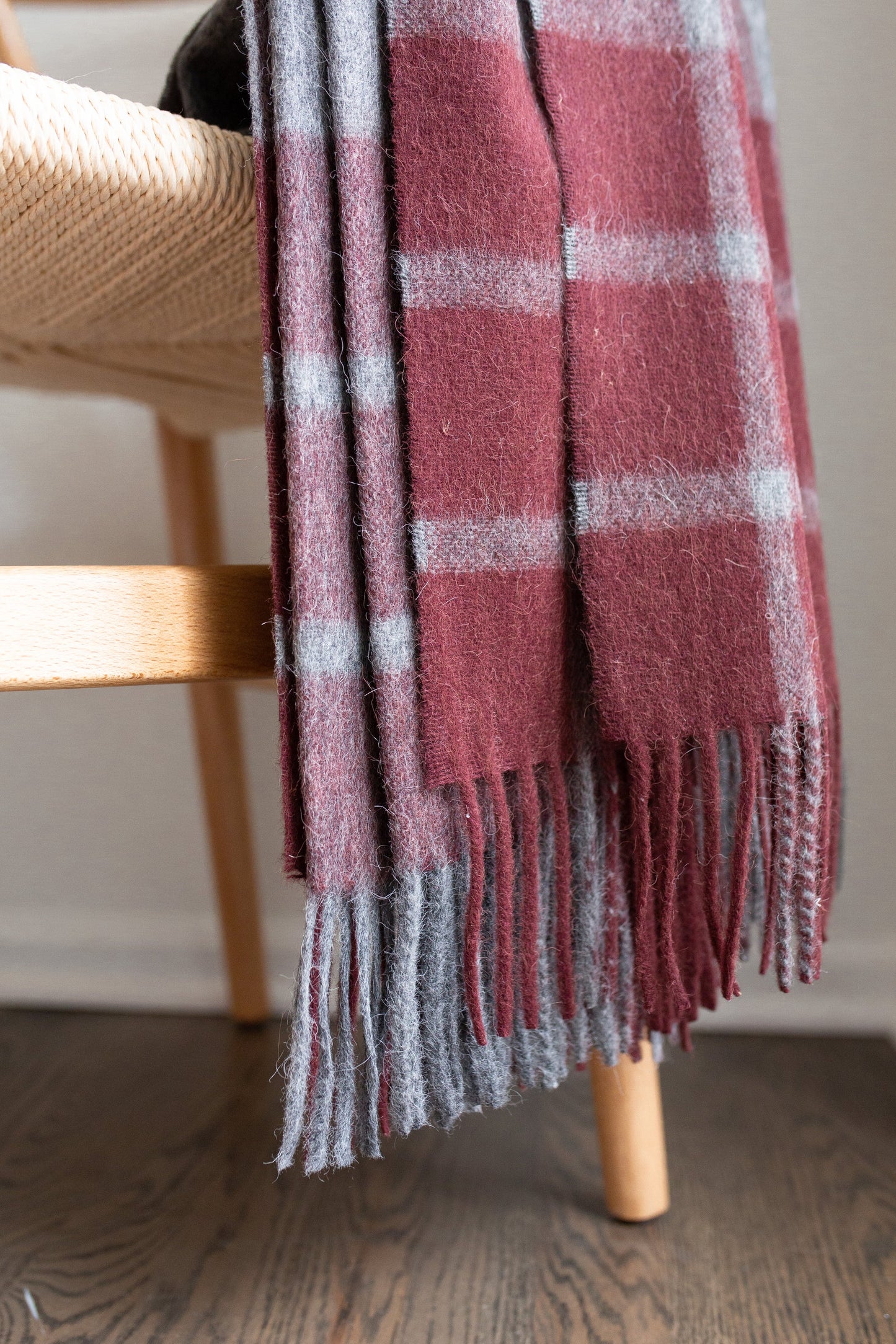 Estancia ALPACA BLEND Throw - Grey / Wine | Kitchen + Metal