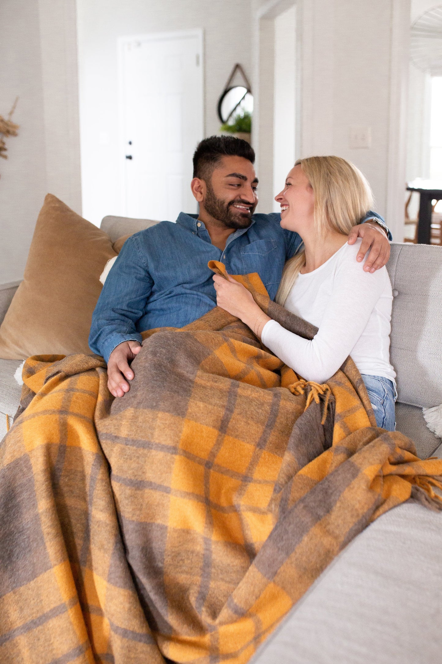 Estancia ALPACA BLEND Throw - Grey / Mustard Yellow | Blankets | Kitchen + Metal