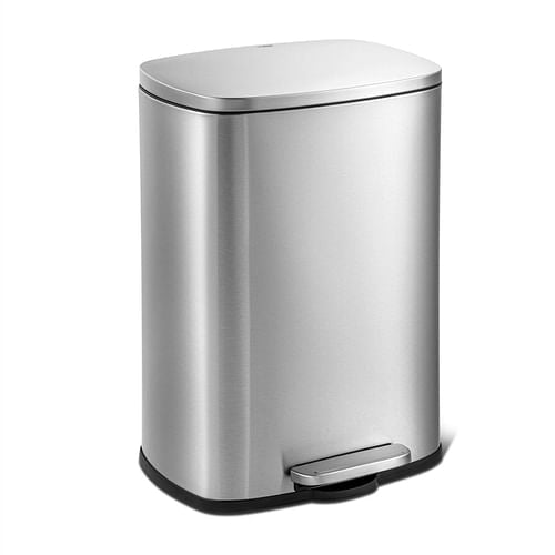 13 Gallon Brushed Stainless Steel Kitchen Trash Can with Step Open Lid | Trash Cans | Kitchen + Metal